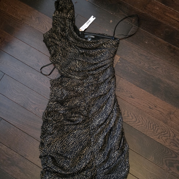 Aqua Elegant Black and Gold Women's Dress - Picture 1 of 4